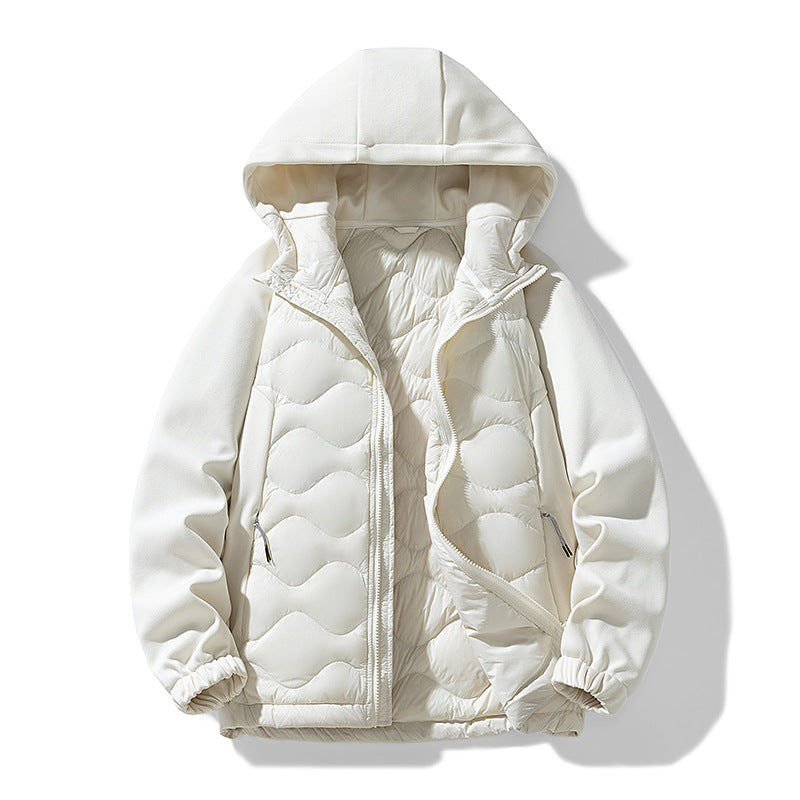Herren Gefütterte Hybrid-Steppjacke mit Kapuze und Fleeceärmeln Drune
