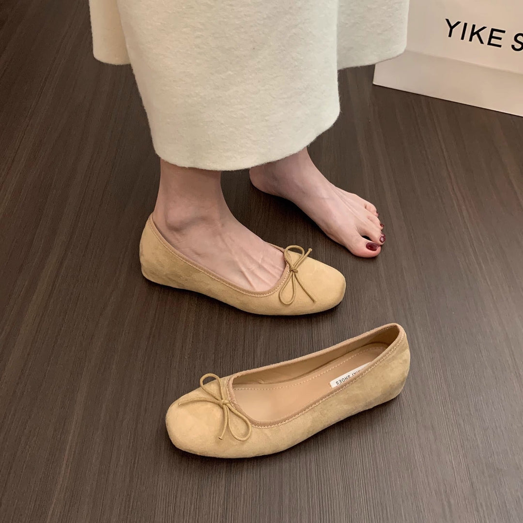 Damen Ballerinas aus hochwertigem Wildleder mit dekorativer Schleife Drune