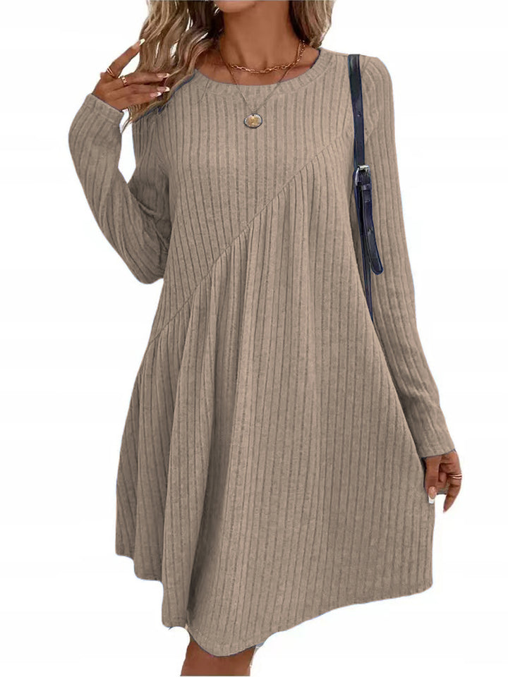 Damen lässiges Strickkleid mit long-sleeve und asymmetrischem Saum Drune