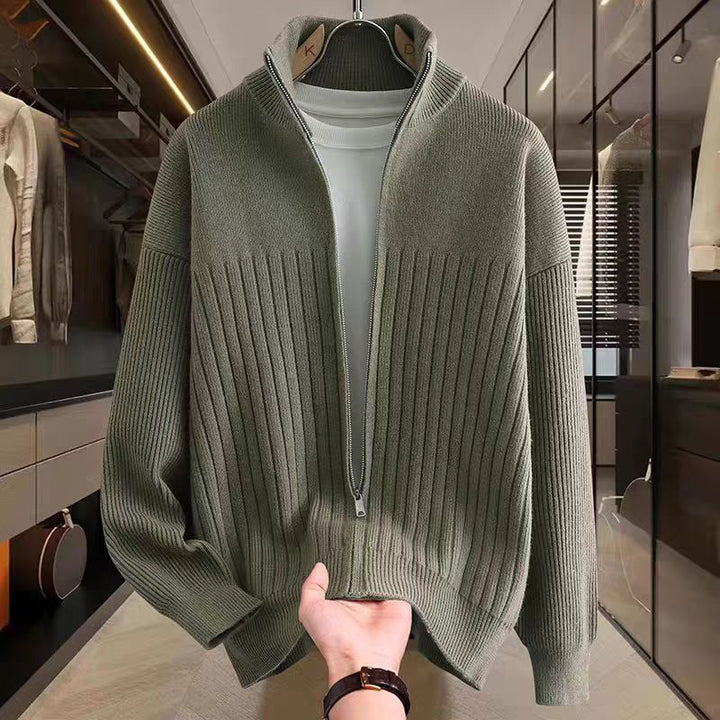 Herren Elegante Strickjacke mit hohem Kragen Drune