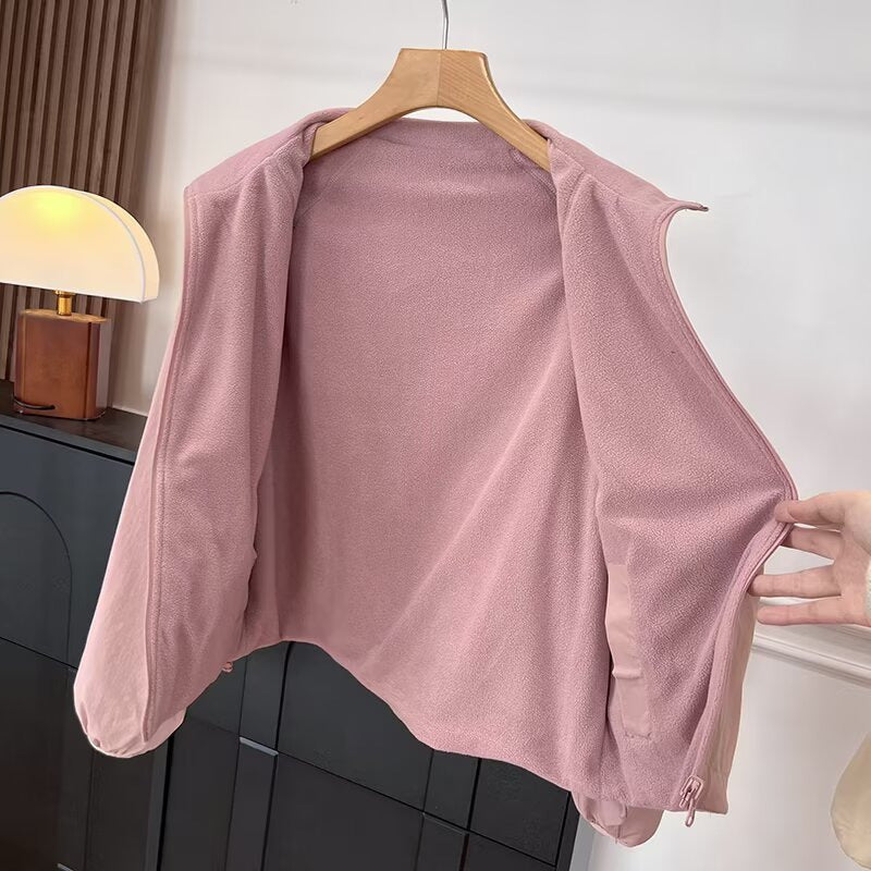 Damen Kuschelige Fleecejacke mit hohem Kragen und praktischen Eingrifftaschen Drune