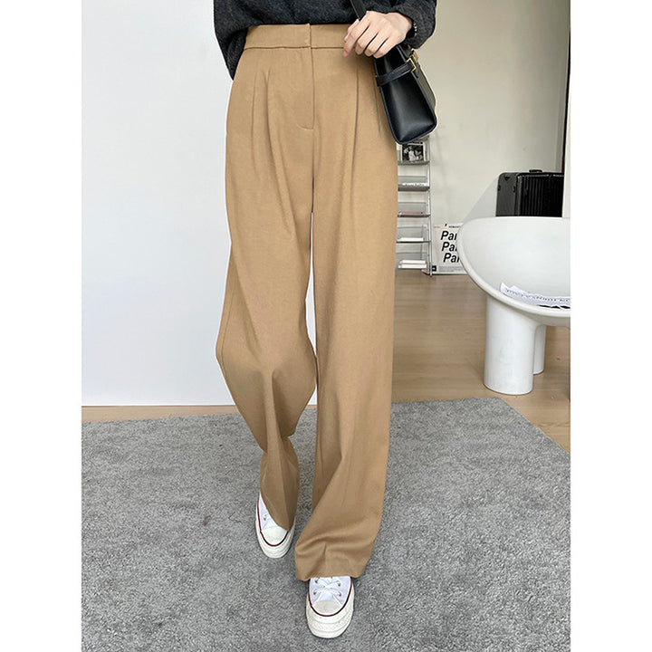 Damen Elegante und bequeme hoch taillierte Stoffhose Drune