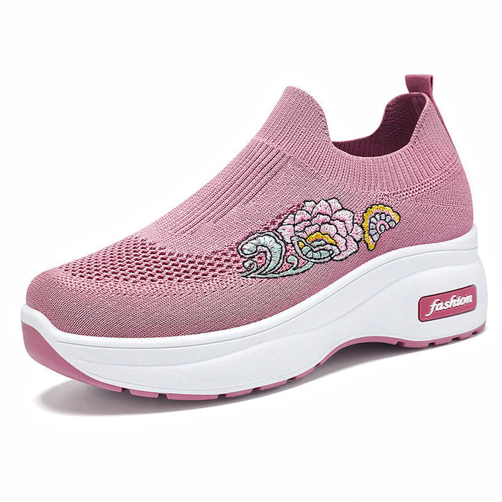 Damen Sportliche Stretch-Sneaker mit floraler Applikation und dämpfender Sohle Drune
