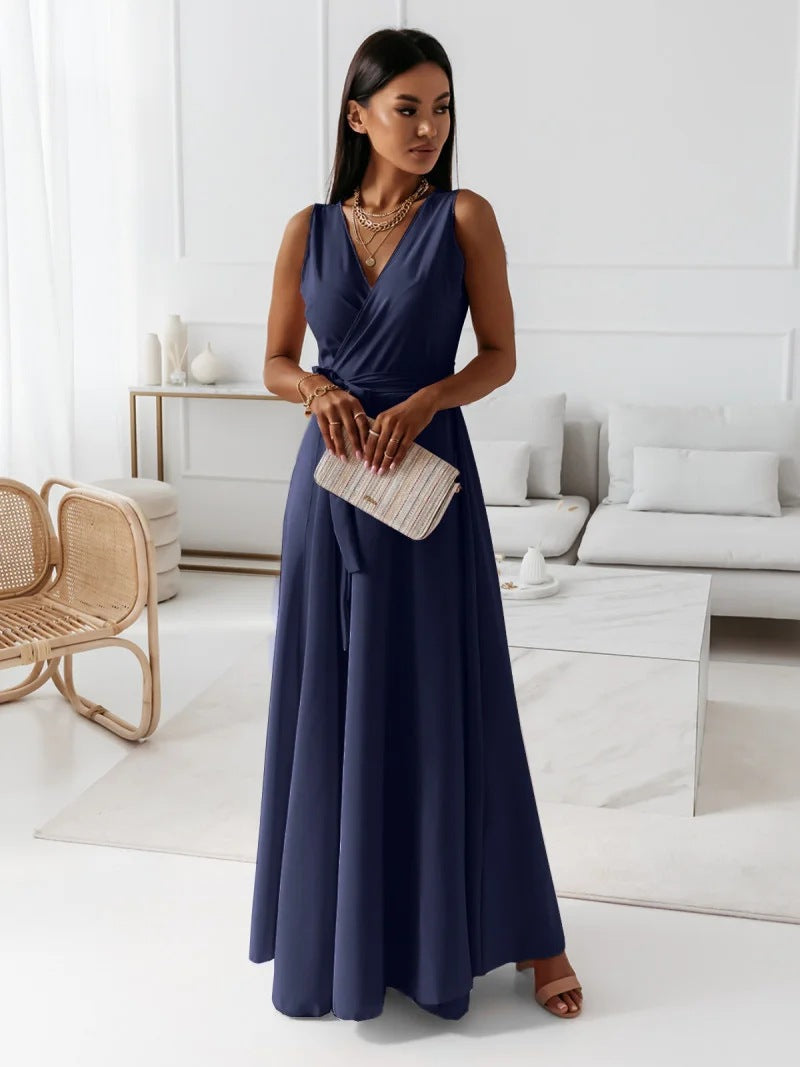 Damen Elegantes Wickel-Minikleid mit tiefem V-Ausschnitt und fließendem Stoff Drune