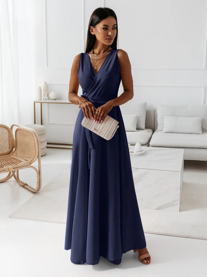 Damen Elegantes Wickel-Minikleid mit tiefem V-Ausschnitt und fließendem Stoff Drune