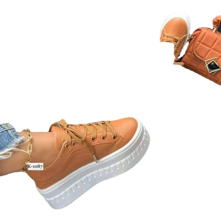 Damen Plateau-Sneaker mit modischem Obermaterial und rutschfester Sohle Drune