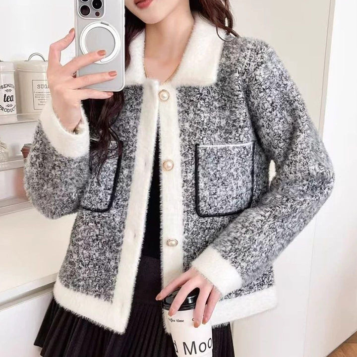 Damen kuschelige Jacke mit kontrastierenden Taschen Drune