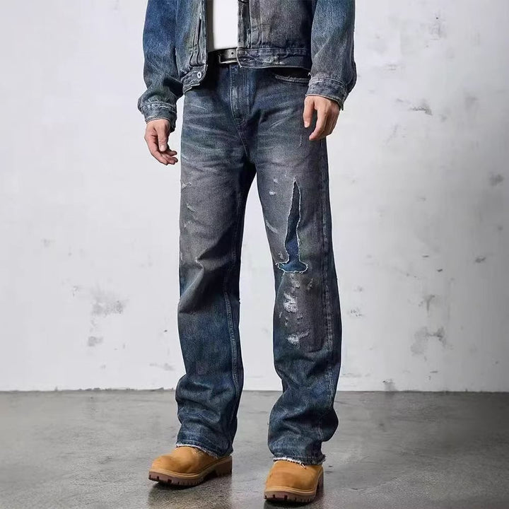Herren Weit geschnittene Destroyed Jeans Drune