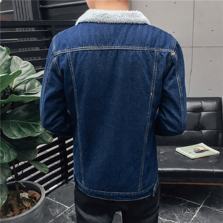 Herren Modische Denimjacke mit Fleece-Futter Drune