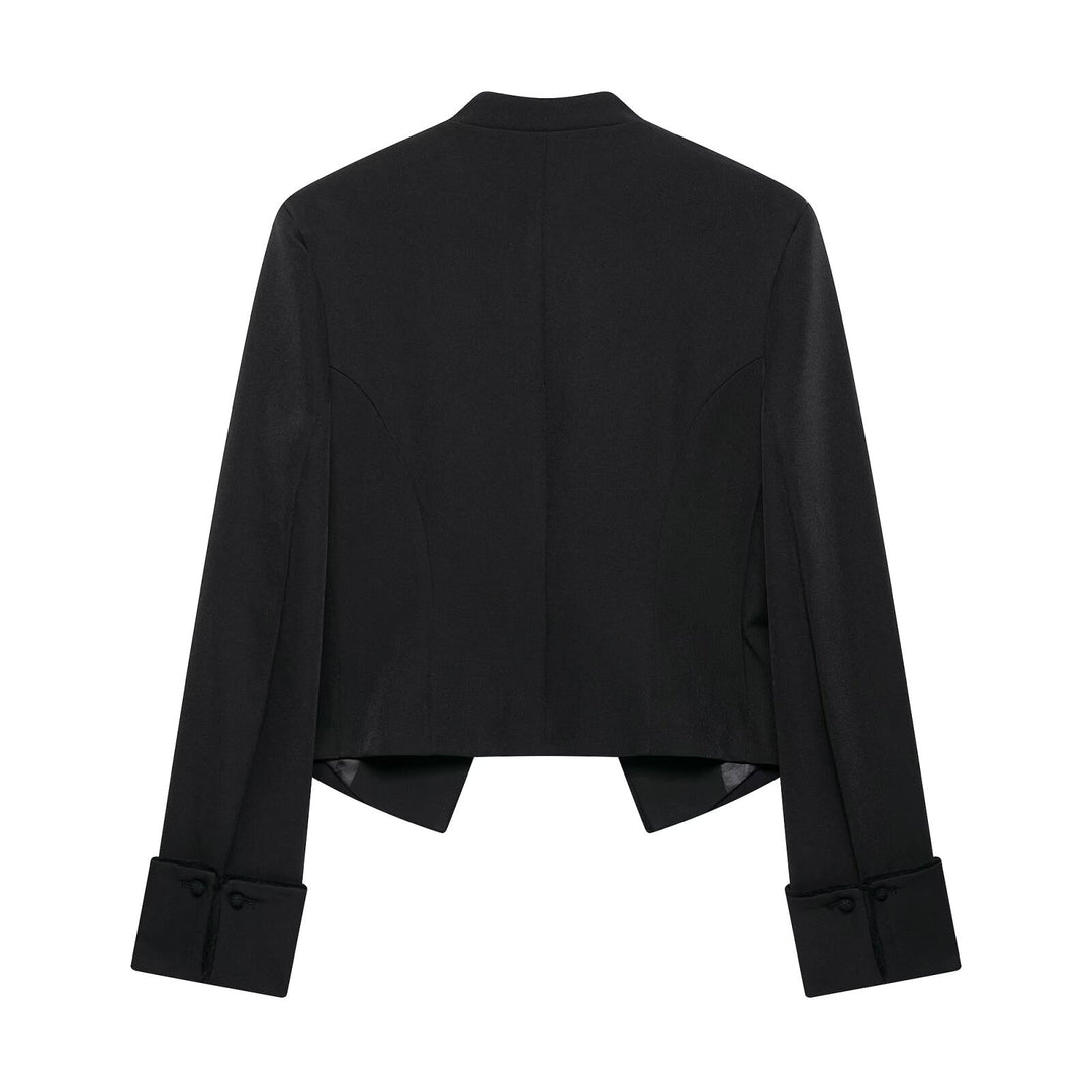 Damen Kurze militärinspirierte Bolerojacke mit Stehkragen und Zierkordeln Drune