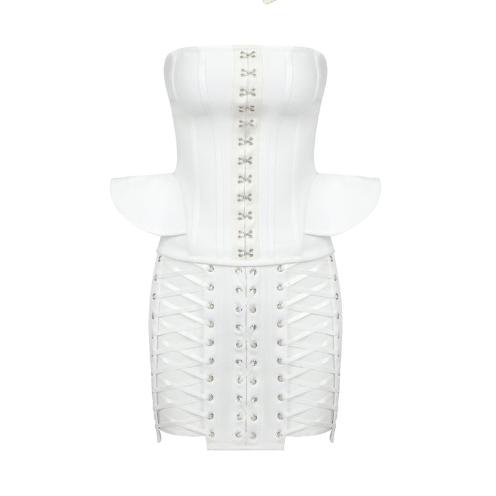 Damen Korsettkleid mit raffinierten Schnürdetails und voluminösen Ärmeln Drune
