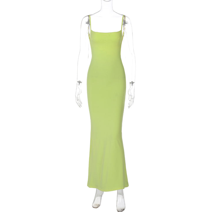 Damen Figurbetontes Langkleid mit schmalen Spaghetti-Trägern Drune