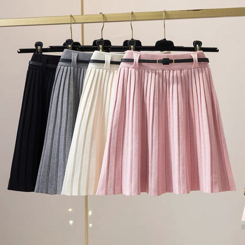 Damen Plissee Midi-Rock mit dekorativem Gummibund Drune