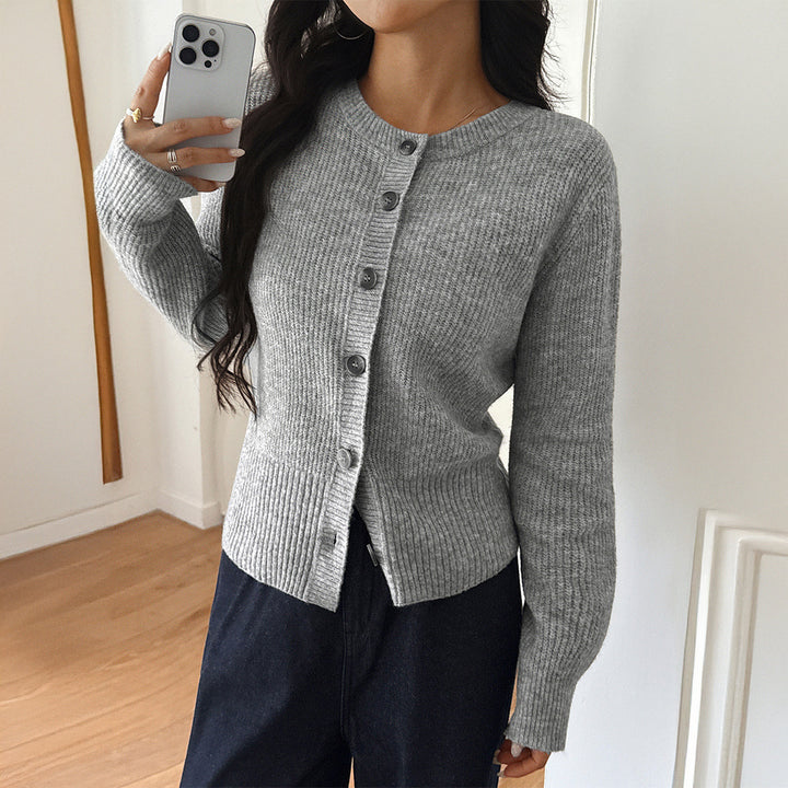 Damen Strickjacke mit Knopfleiste und voluminösen Ärmeln Drune