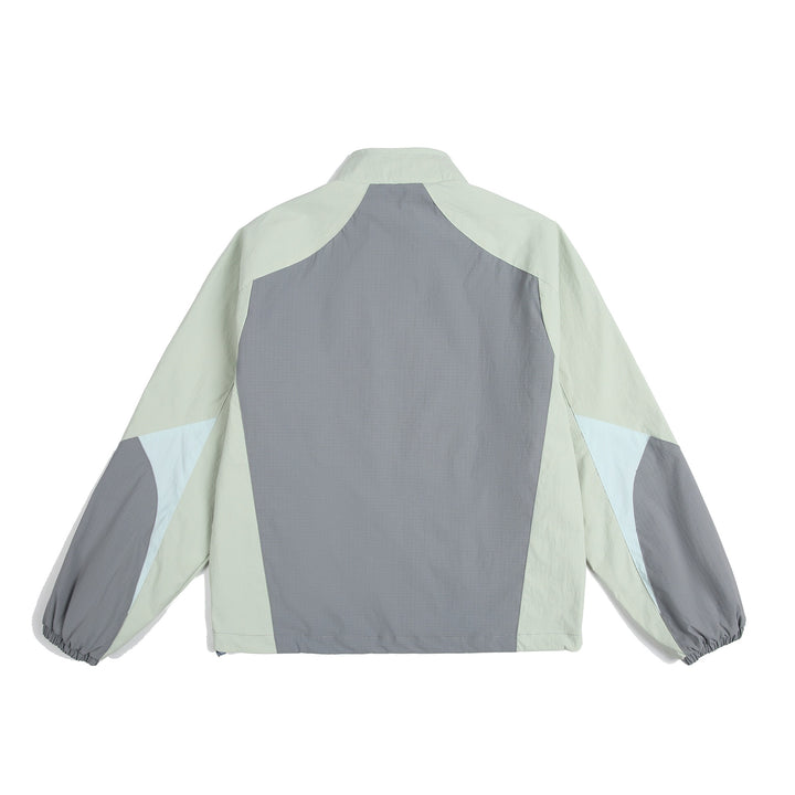 Unisex Leichte Windjacke mit hohem Kragen, Farbmix‑Paneelen und verstellbarem Saum Drune