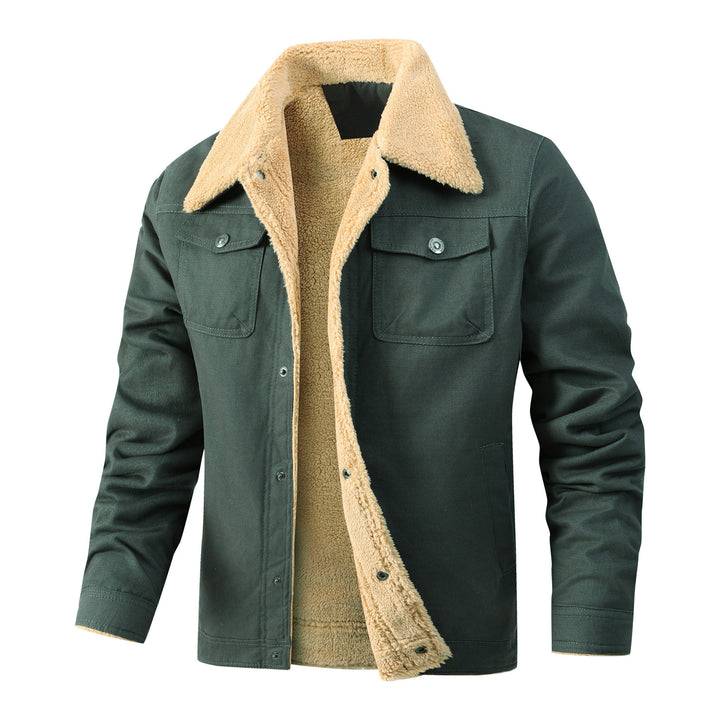 Herren Sherpa-gefütterte Canvas-Jacke mit Hemdkragen Drune