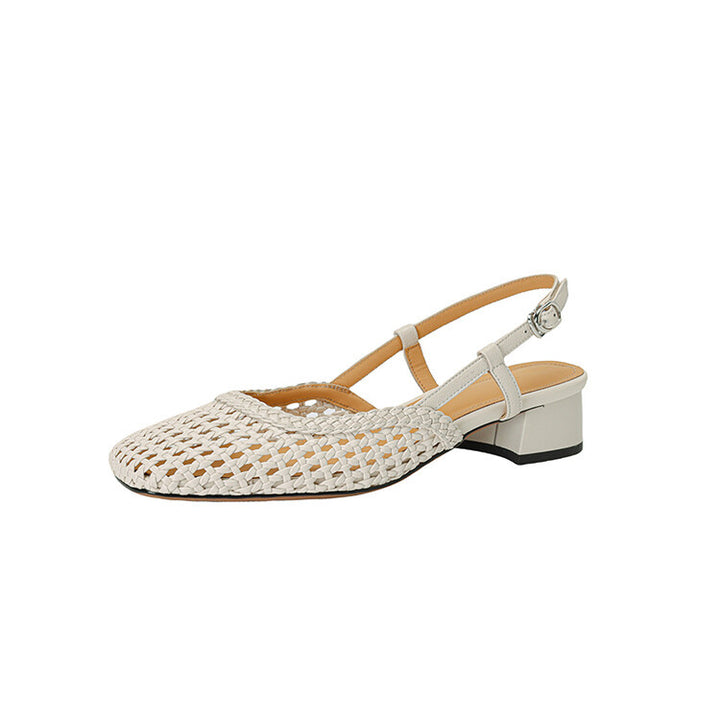 Damen Slingback Sandalen mit geflochtenem Design und elegantem Blockabsatz Drune