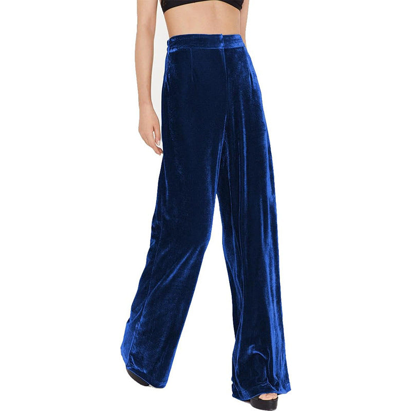 Damen elegante Samtweite Hose mit weitem Bein Drune
