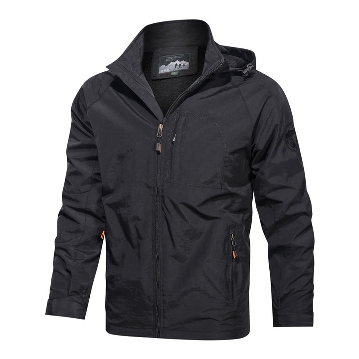 Herren nan leichte wasserabweisende Softshell Outdoorjacke mit Kapuze Brusttasche Drune