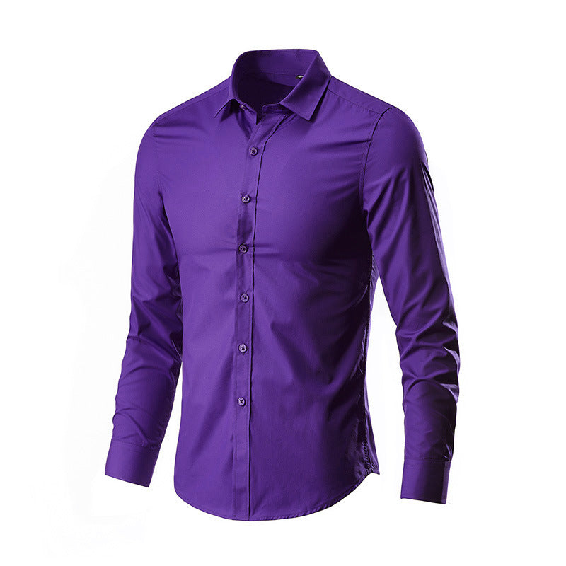 Herren nan Slim-Fit Businesshemd aus Stretch-Baumwollmix mit Kentkragen Drune