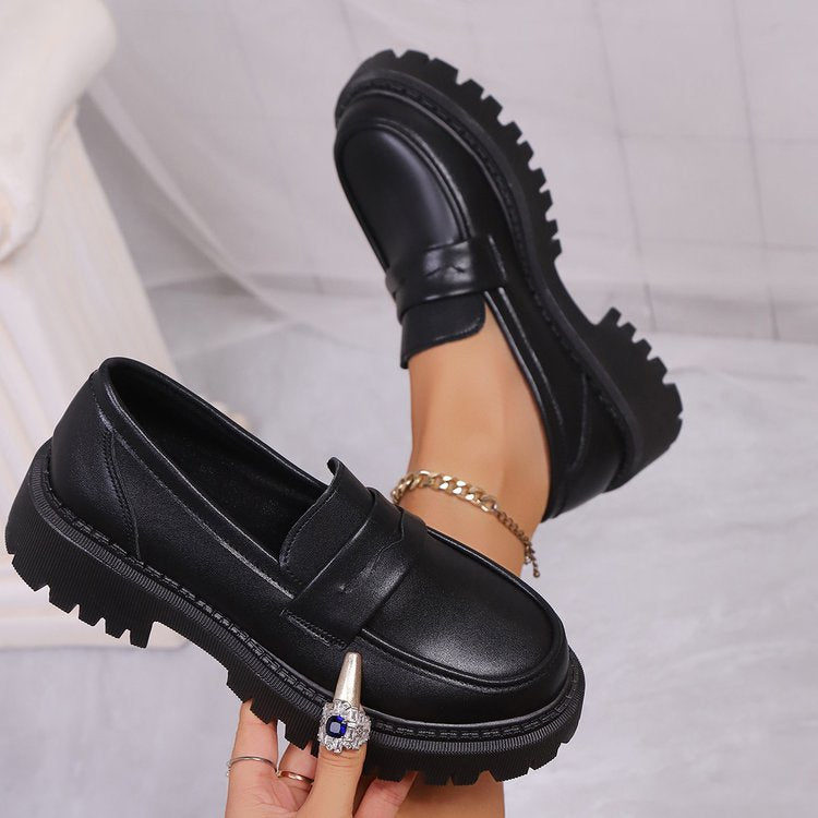 Damen klobige Loafer mit grober Profilsohle und Plateauabsatz Drune