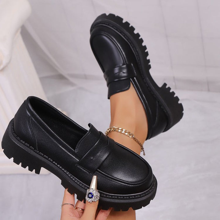 Damen klobige Loafer mit grober Profilsohle und Plateauabsatz Drune