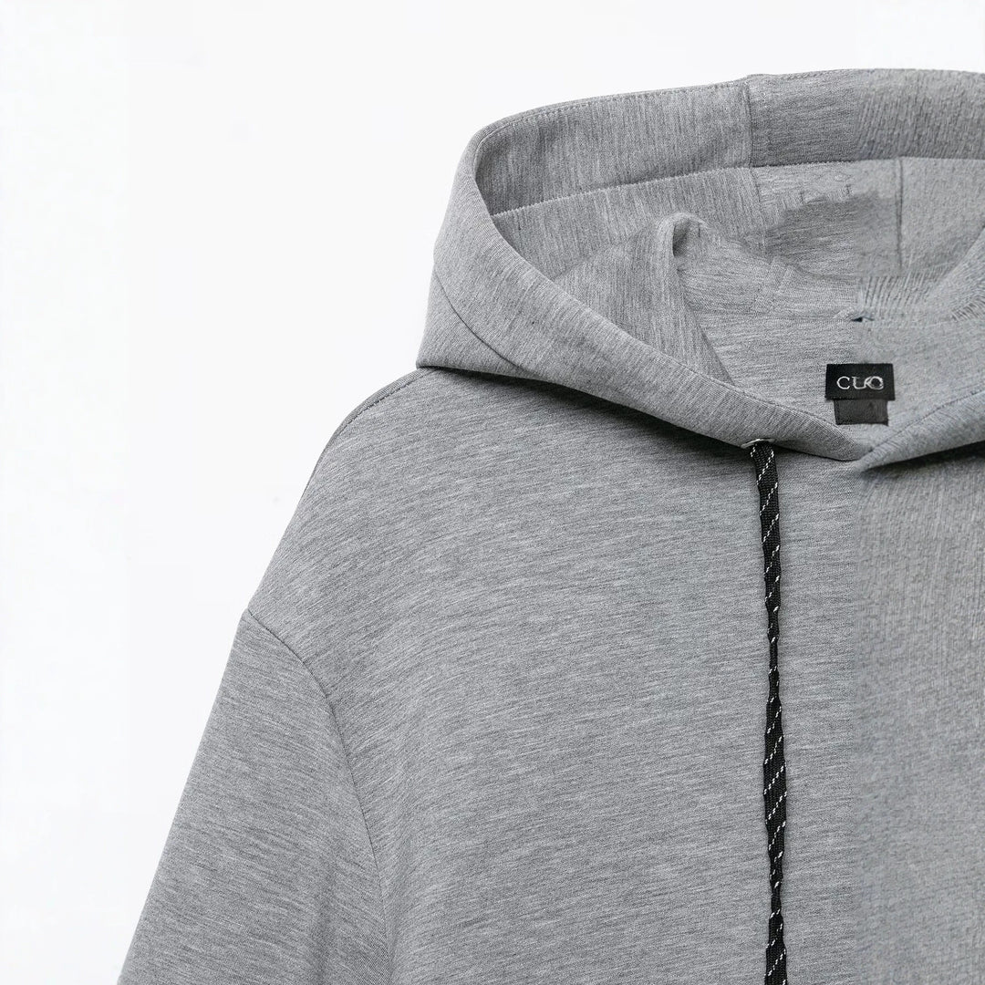 Damen Cropped Kapuzen-Sweatjacke mit Ballonärmeln und Tunnelzug Drune