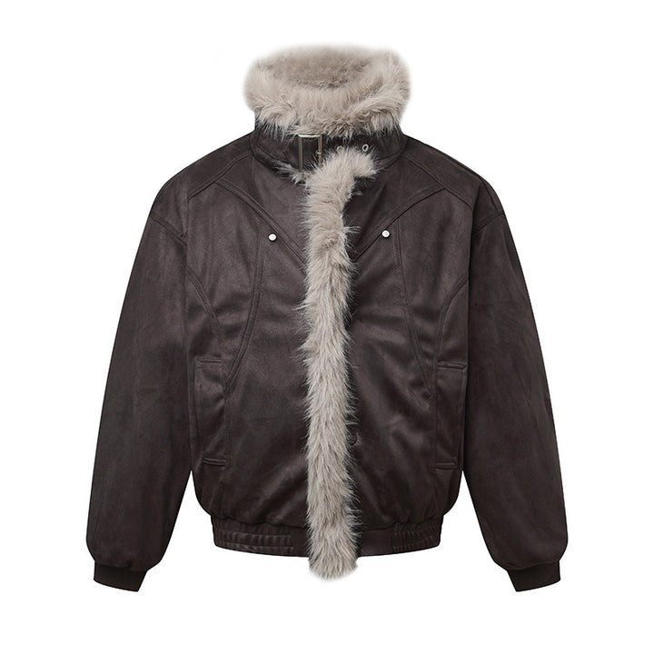 Herren Bomberjacke im Aviator‑Look mit Kunstfellbesatz und Schnallenkragen Drune