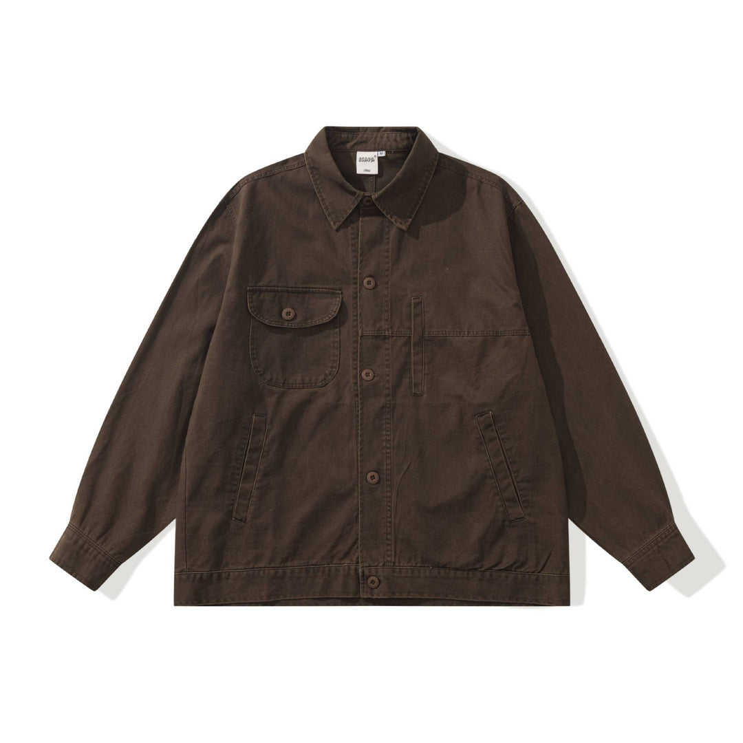 Herren Boxy-Canvas Utility-Blousonjacke mit großen Pattentaschen Drune