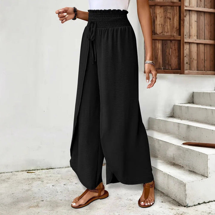 Damen Weit geschnittene Palazzo-Hose mit seitlichen Schlitzen Drune