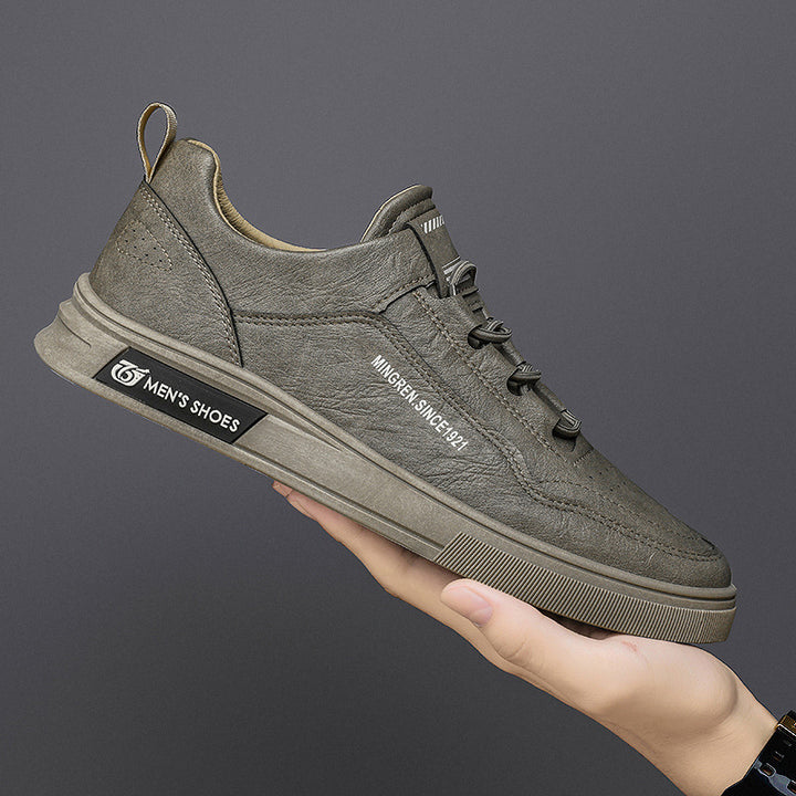 Herren elegante Low-Top Lederoptik City-Sneaker mit verstärkter Zehenkappe und gepolstertem Fersenkragen Drune