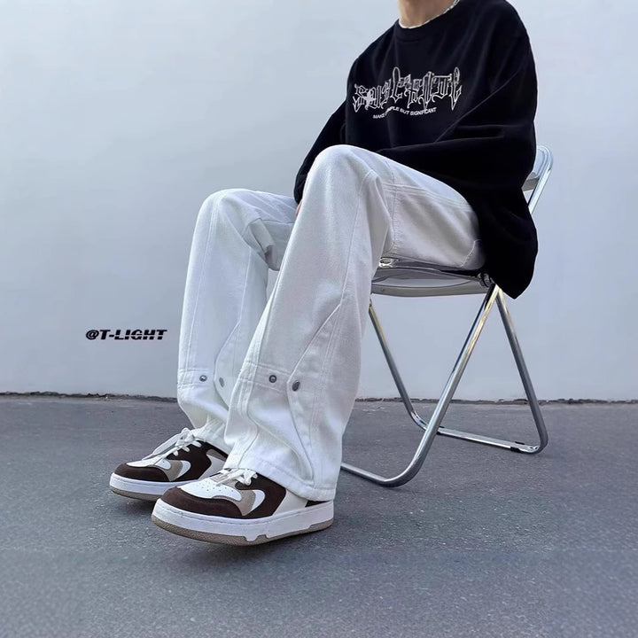 Damen Lässige Weitgeschnittene Chino-Hose Drune