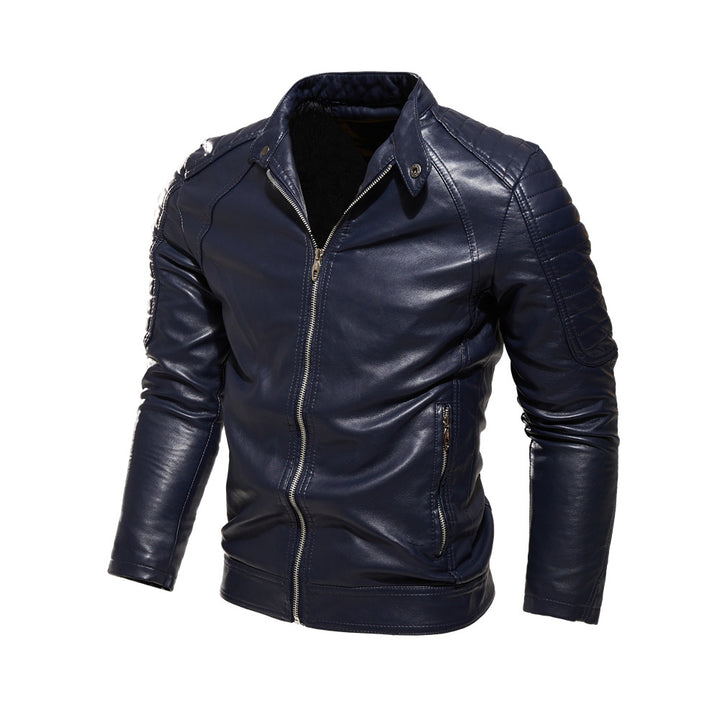Herren Elegante Kunstlederjacke mit Steppdetails Drune