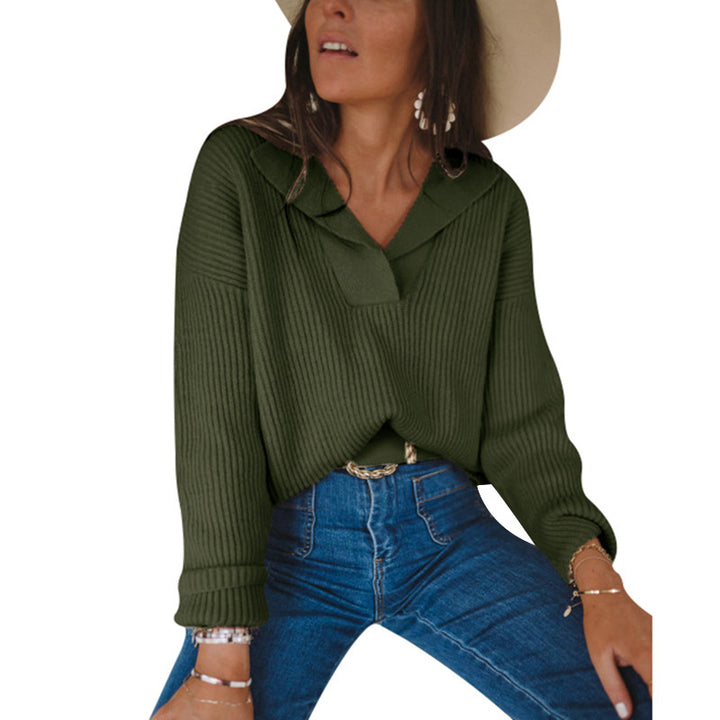 Damen lässiger Strickpullover mit weitem Schnitt und attraktivem V-Ausschnitt Drune