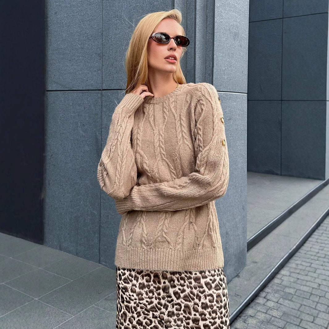 Damen Pullover mit Kabelstrickmuster und lässigem Schnitt Drune
