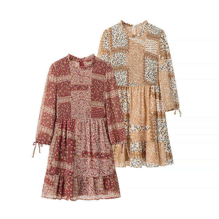 Damen Patchwork Kleid mit voluminösem Rock Drune