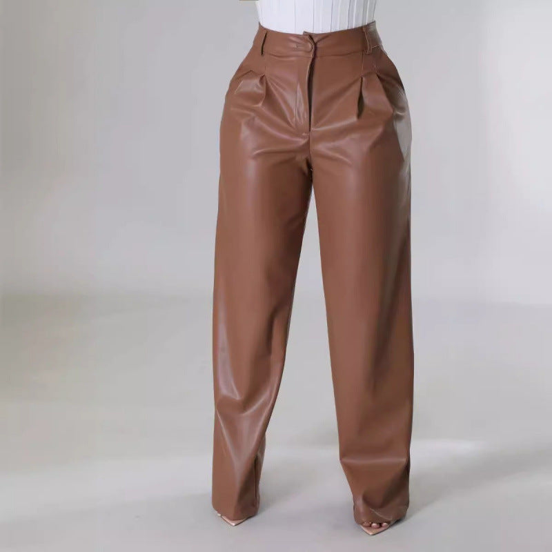 Damen Elegante und stilvolle Kunstlederhose Drune
