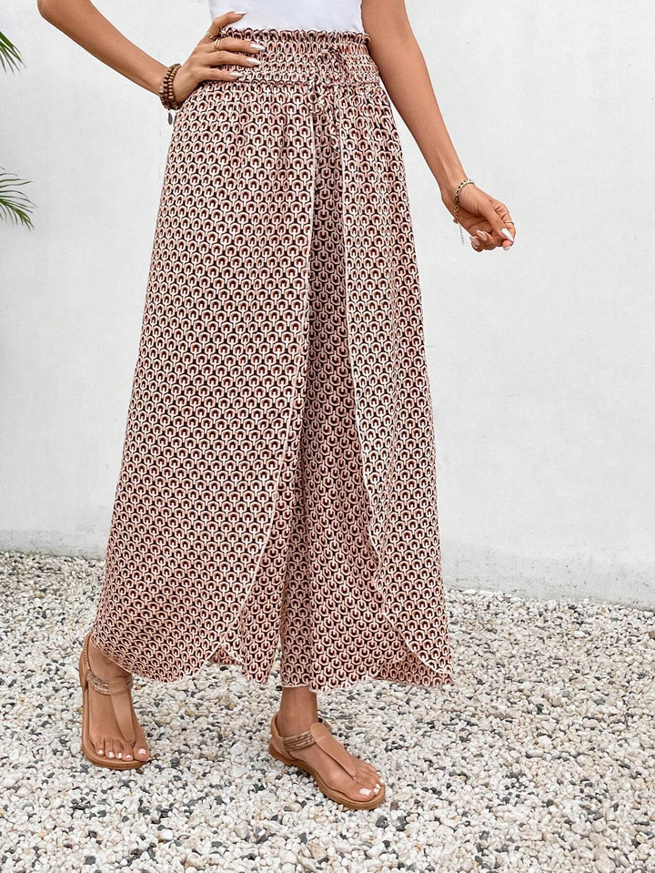 Damen Palazzo-Hose mit weitem Bein und gerafftem Elastikbund Drune