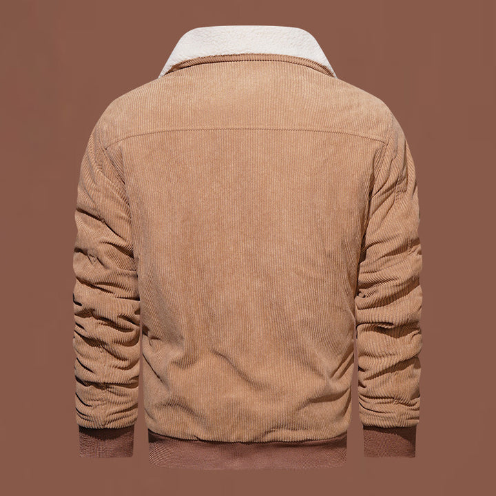 Herren nan gesteppte Cordjacke mit Teddykragen, verdecktem Reißverschluss und aufgesetzten Klappentaschen Drune