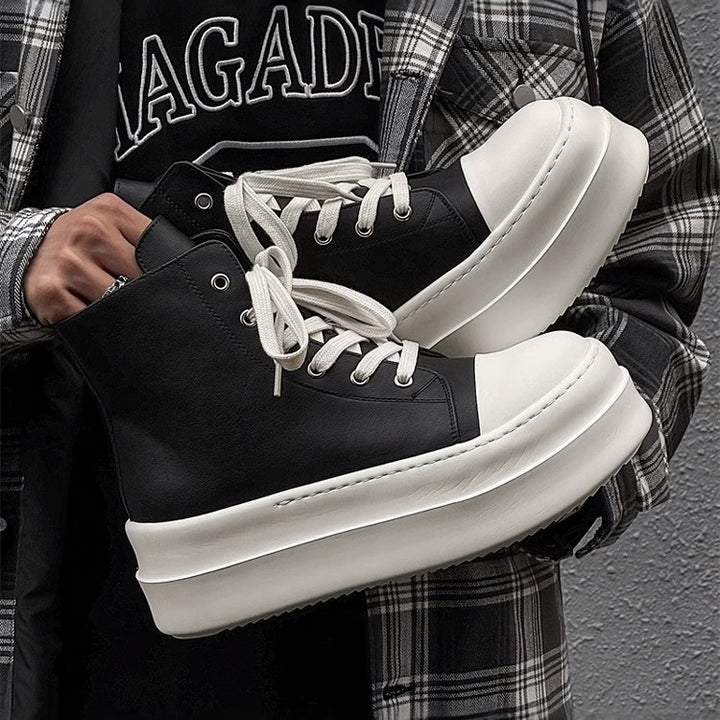 Unisex High-Top Plateausneaker aus Leder mit sculpted Plateau-Sohle Drune