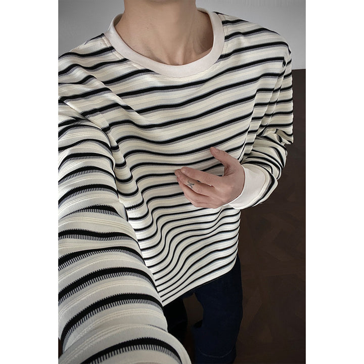 Herren Lässiges gestreiftes Langarm-Shirt Drune