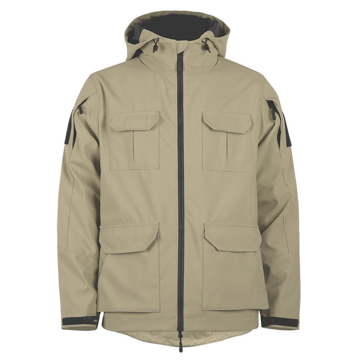 Men's  technical hooded utility field jacket with four flap cargo pockets and two-way zipper Drune