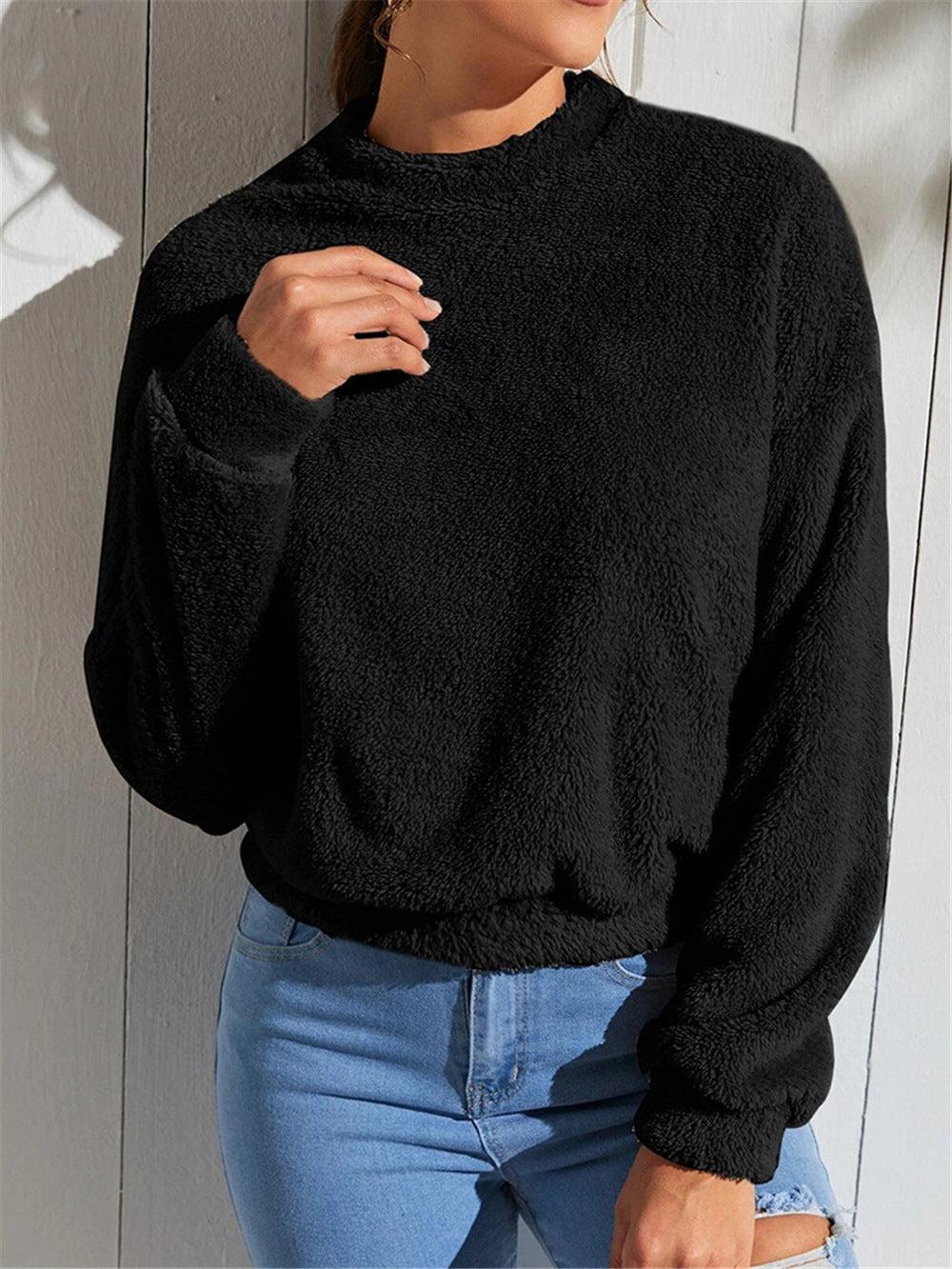 Damen kuscheliges Sweatshirt mit hohem Kragen Drune