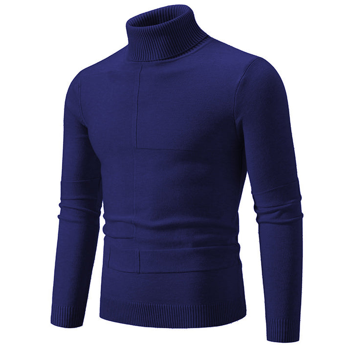 Herren nan feiner Rollkragenpullover mit Strukturnähten, slim-fit und geripptem Bündchen Drune