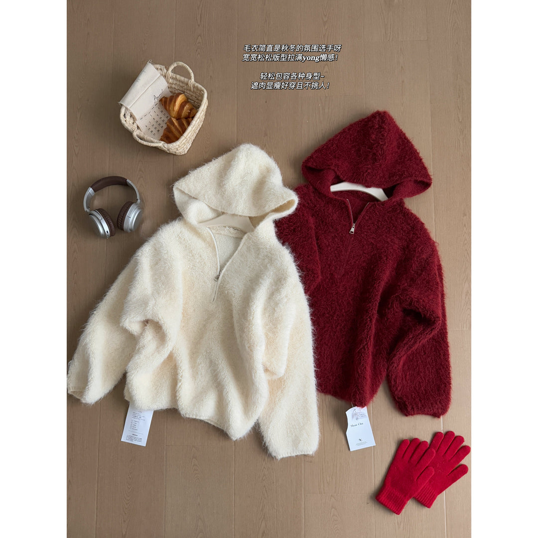 Damen Flauschiger Kapuzenpullover Drune