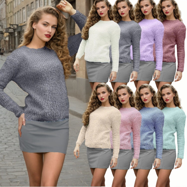 Damen Grobstrickpullover mit weitem Schnitt und modischem Volumen Drune