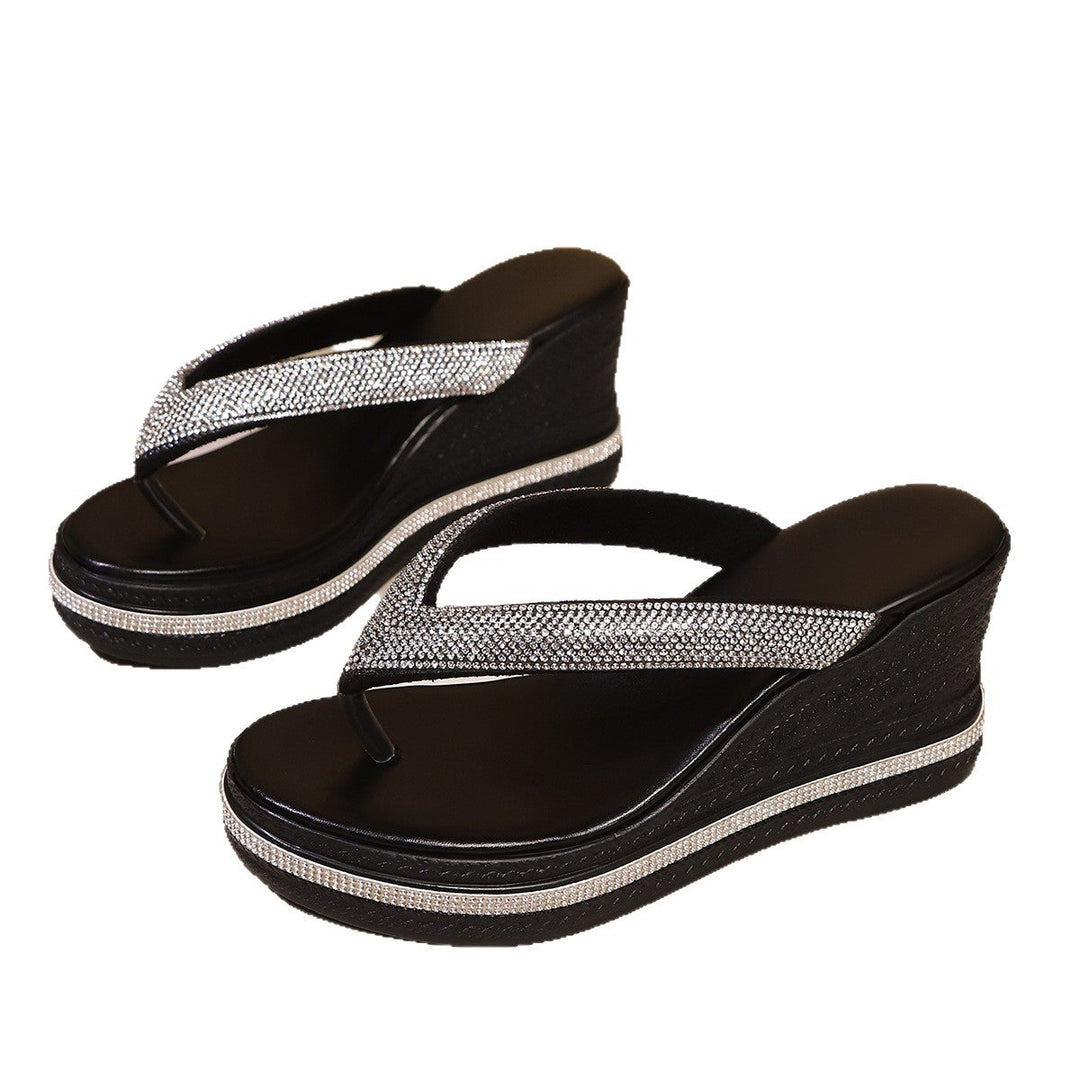 Damen Glamouröse Zehentrenner-Sandalen mit funkelndem Absatz Drune