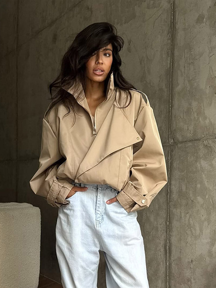 Damen lässige Oversized-Jacke mit stylischem Revers Drune