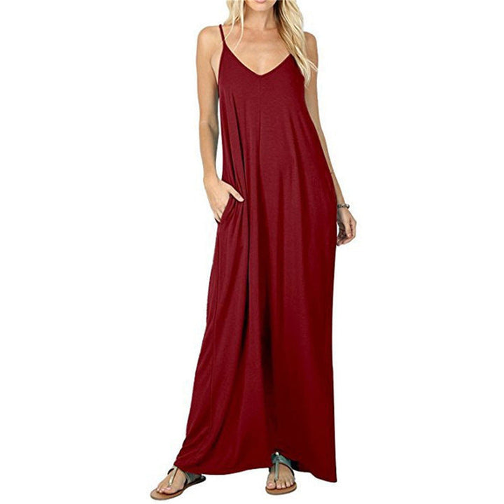 Damen Maxikleid mit spaghettiträgern und praktischen seitlichen Taschen Drune