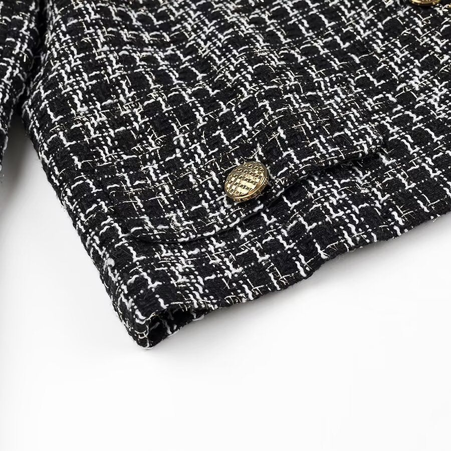 Damen Modische Bouclé-Jacke mit Knöpfen Drune